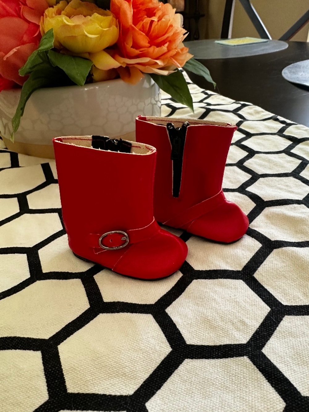 American Girl Pleasant Company Molly Red Zipper Galoshes Rain Boots Pristine